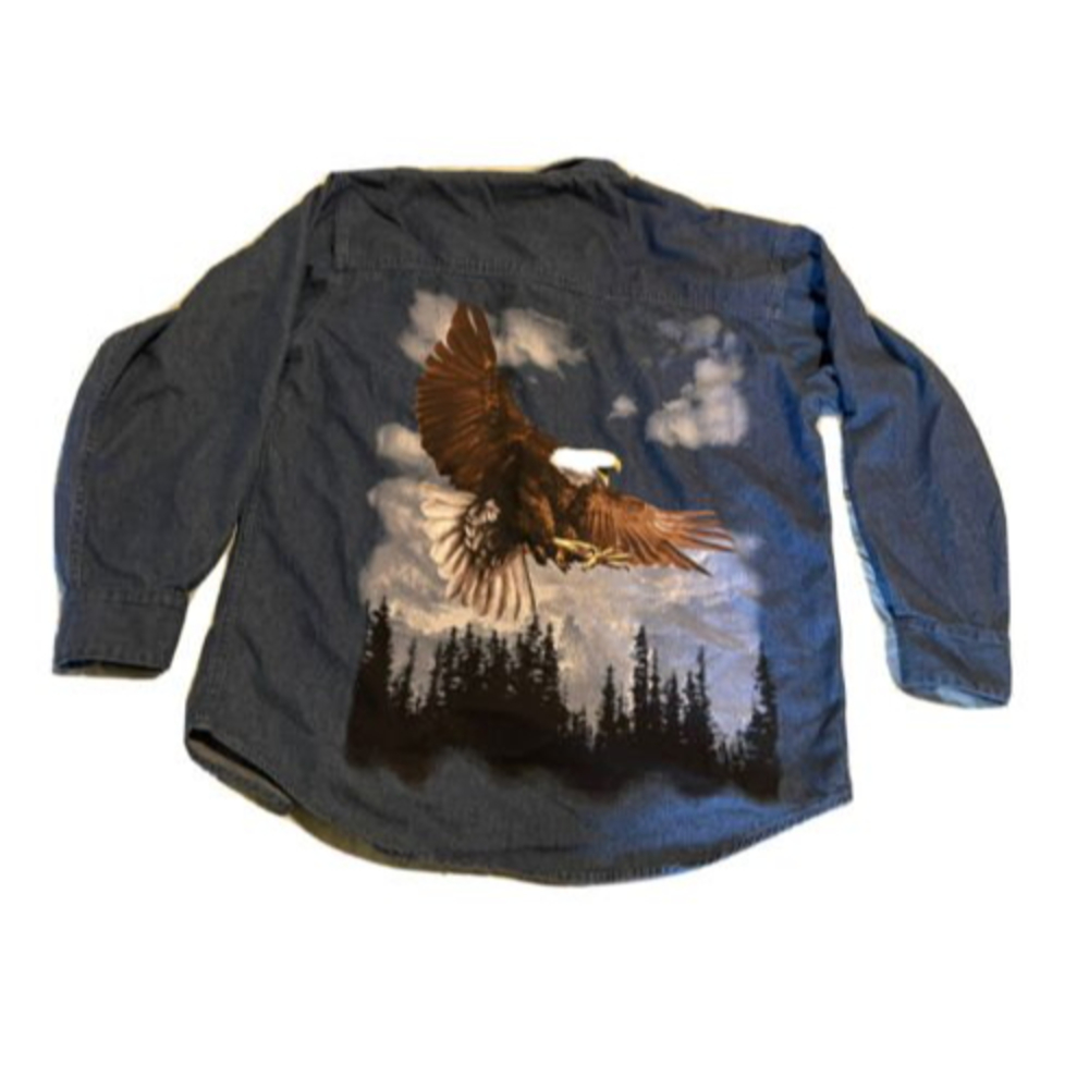 Vintage Southbay Sportswear Denim Long Sleeve Shirt Men's Medium Big Eagle